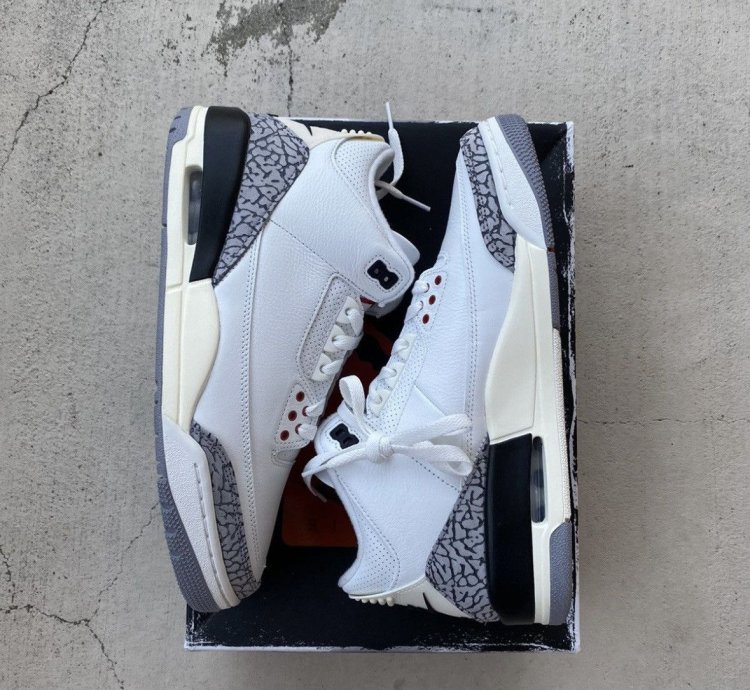 Men Size 9 Nike Air Jordan 3 Retro White Cement Reimagined