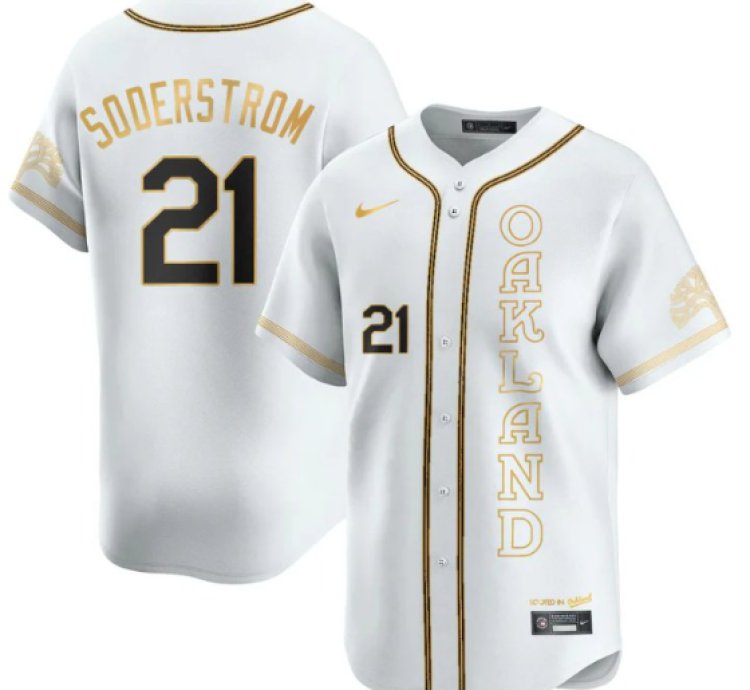 Tyler Soderstrom Jersey 21 Oakland Athletics City Connect Concept Stitched White Gold
