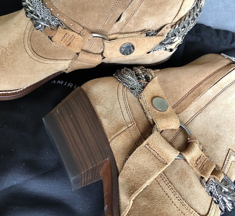 Chain Tan Suede Western Boots