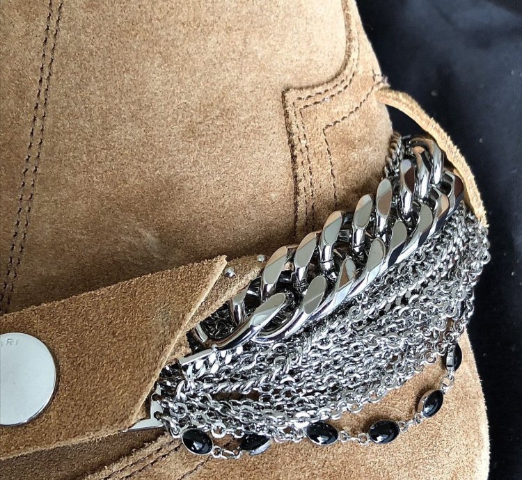 Chain Tan Suede Western Boots