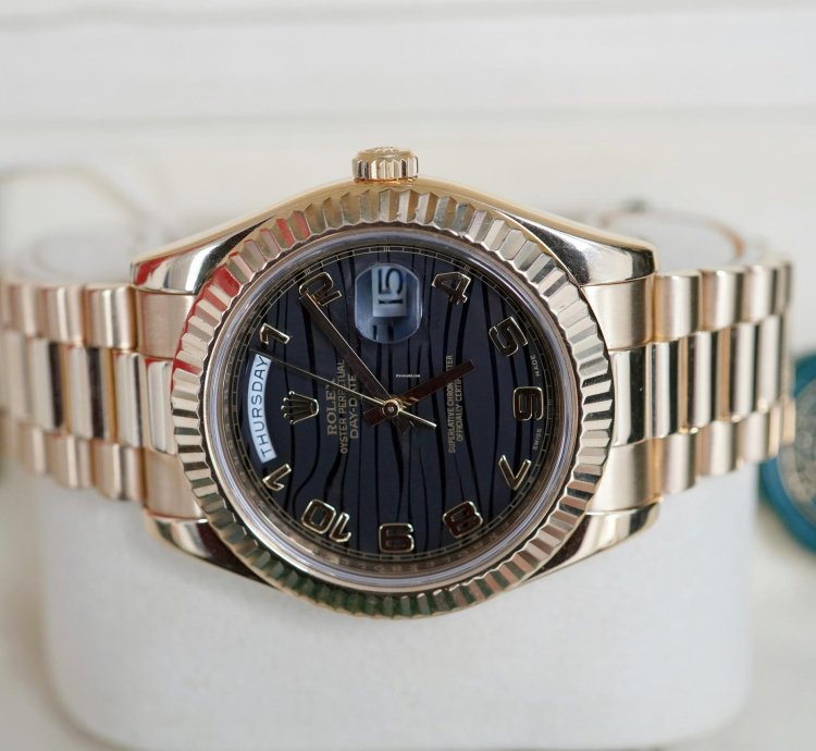 Rolex Day-date Ii Black Wave Dial