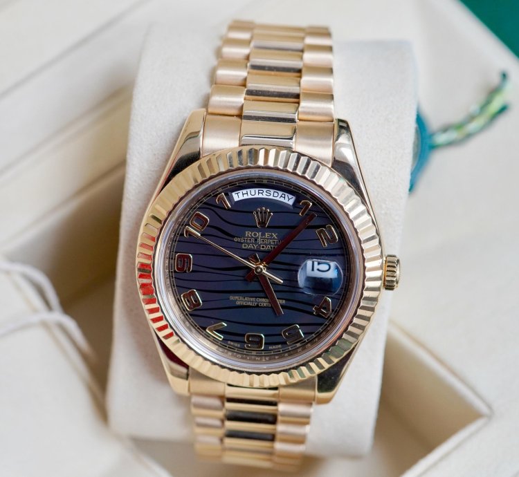 Rolex Day-date Ii Black Wave Dial