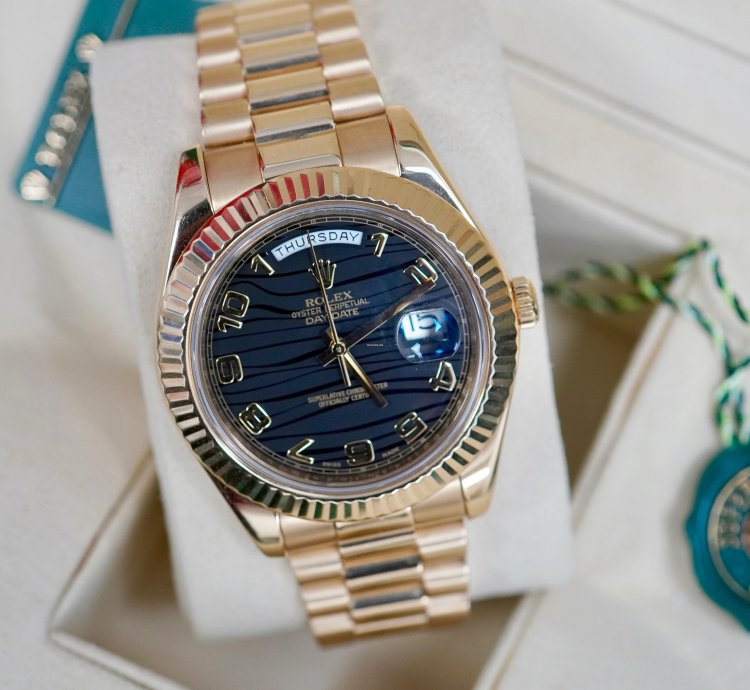 Rolex Day-date Ii Black Wave Dial