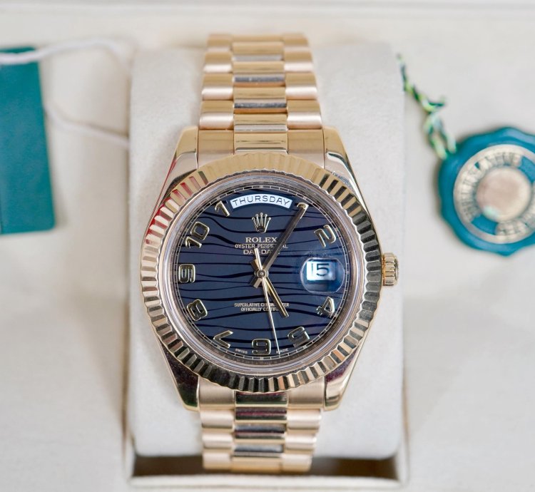 Rolex Day-date Ii Black Wave Dial