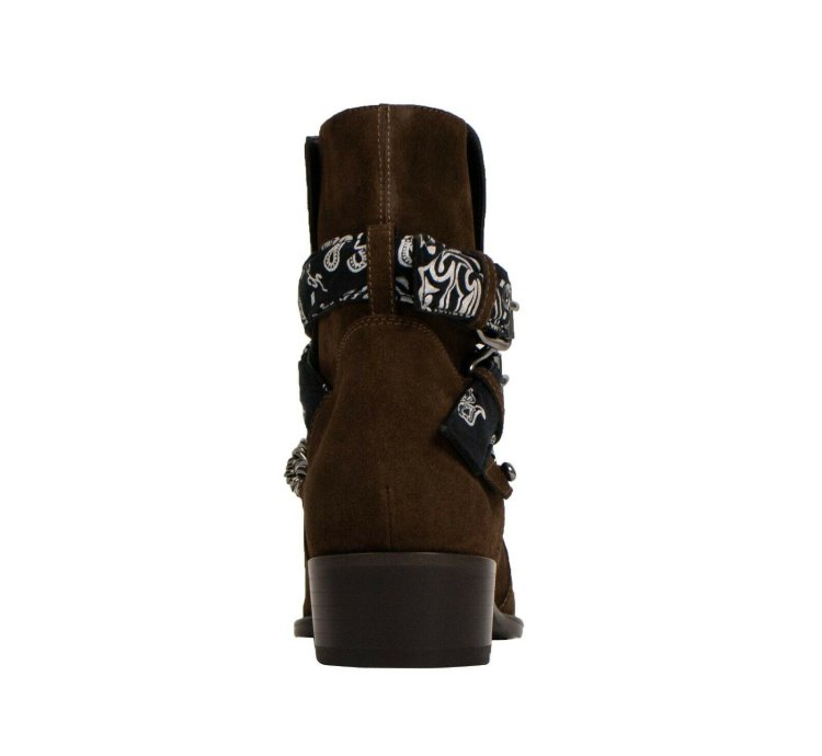 Chocolate Brown Suedebandana Buckle Ankleboots Shoe Size 12