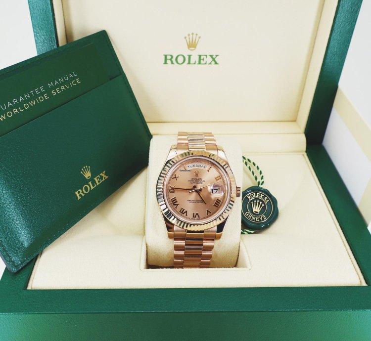 Rolex Day-date Ii Presidential 41mm Rose Gold Pink Roman Dial Presidential Bracelet 218235