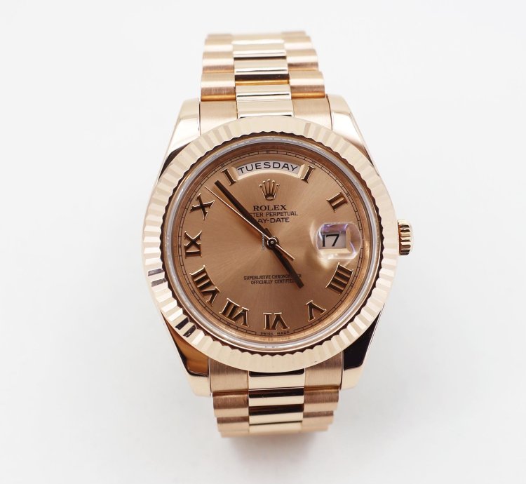 Rolex Day-date Ii Presidential 41mm Rose Gold Pink Roman Dial Presidential Bracelet 218235