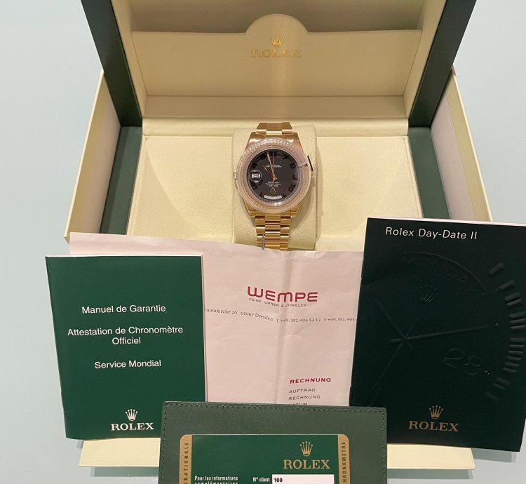Rolex Day-date Ii Unworn Full Set Manufacturer Glued Lc0100 Sales Invoice