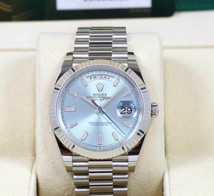 Rolex Day-date New 2023 Rolex Day-date President 228236 Platinum Ice Blue Baguette Diamond Dialday-date