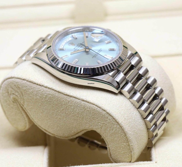 Rolex Day-date New 2023 Rolex Day-date President 228236 Platinum Ice Blue Baguette Diamond Dialday-date
