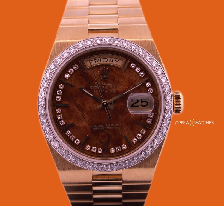 Rolex Day-date Oysterquartz Factory Platinum Diamond Bezel