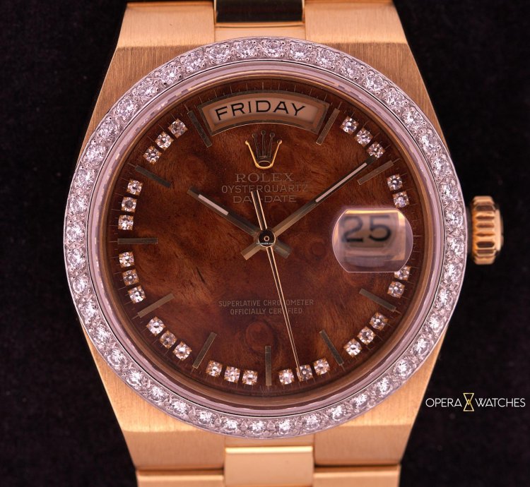 Rolex Day-date Oysterquartz Factory Platinum Diamond Bezel