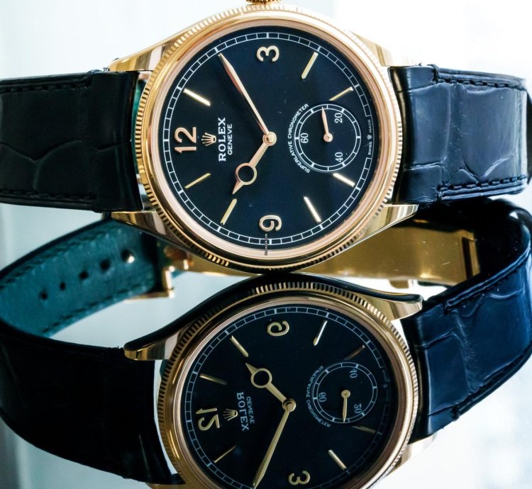 Rolex 1908 Yellow Gold Black Alligator Strap