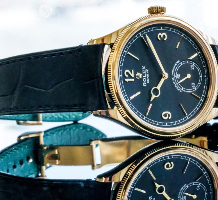 Rolex 1908 Yellow Gold Black Alligator Strap
