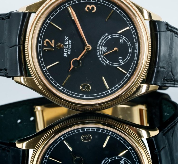 Rolex 1908 Yellow Gold Black Alligator Strap