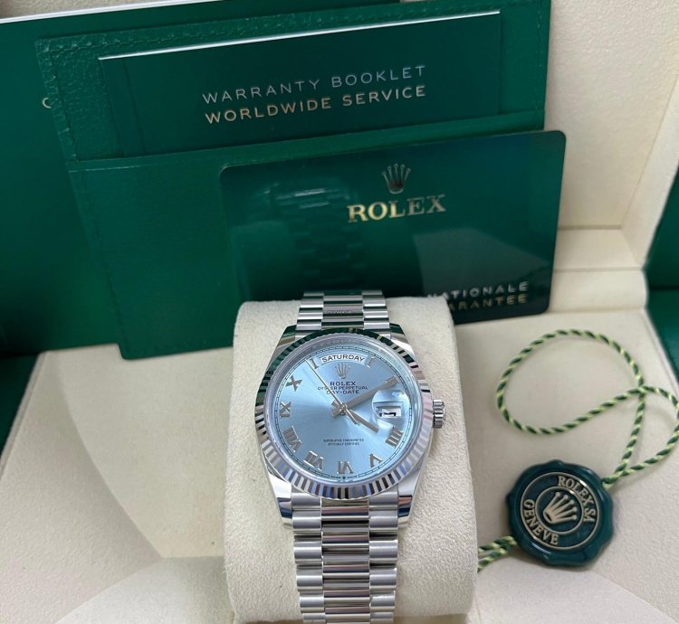 Rolex Day-date Platinum Ice Blue Roman Dial President Bracelet 128236