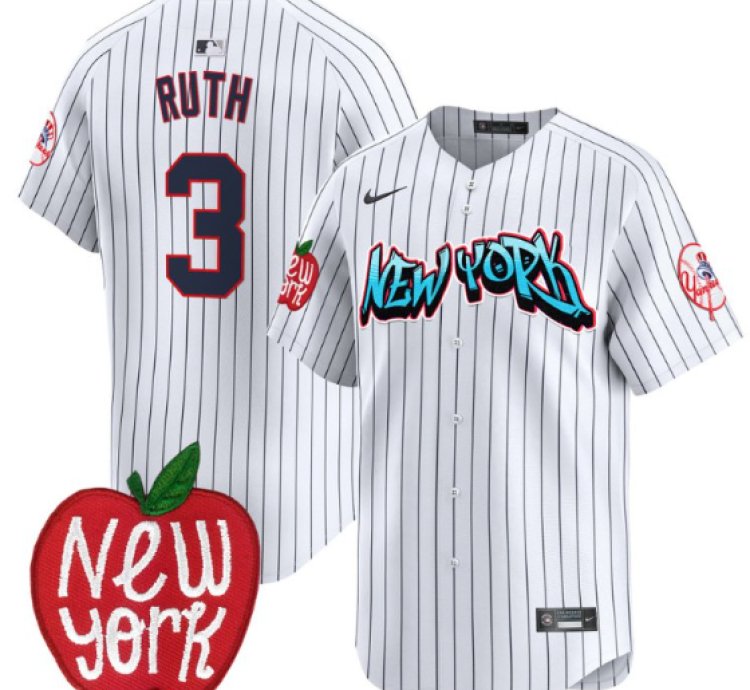 Babe Ruth Jersey 3 New York Yankees Apple Patch Vapor Premier Limited Stitched Pinstripe