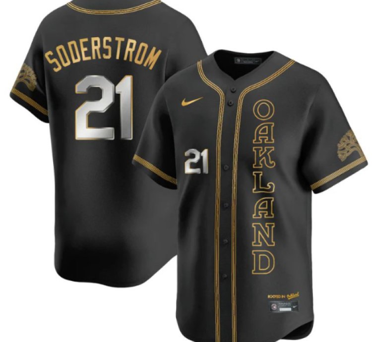 Tyler Soderstrom Jersey 21 Oakland Athletics City Connect Concept Stitched Black Gold