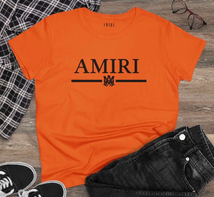 Amiri Core Womens Shirt Orange Softstyle Tee Made Usa