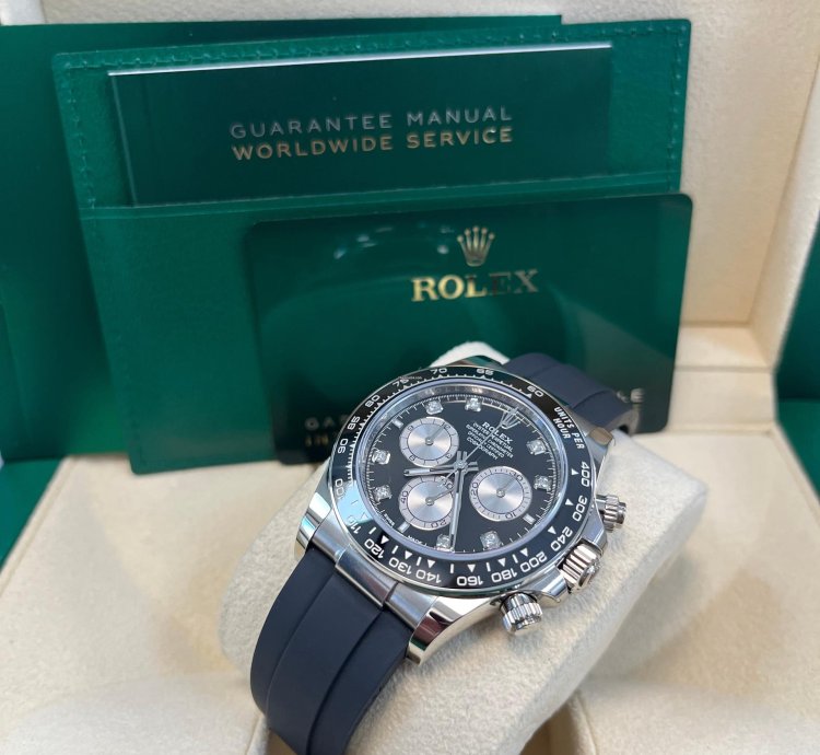 Rolex Black Cerachrom Bezel - Black And Silver Diamond Dial - Oysterflex Strap 126519ln
