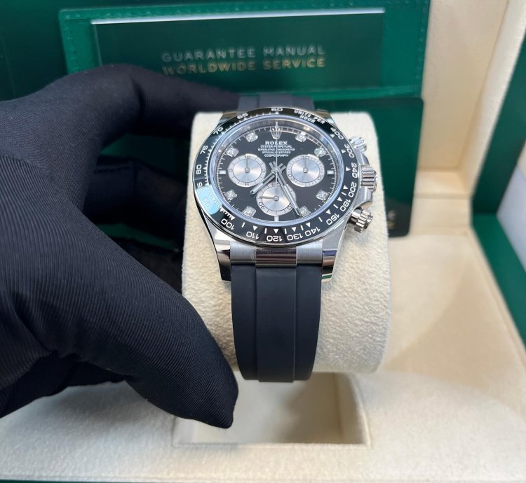 Rolex Black Cerachrom Bezel - Black And Silver Diamond Dial - Oysterflex Strap 126519ln