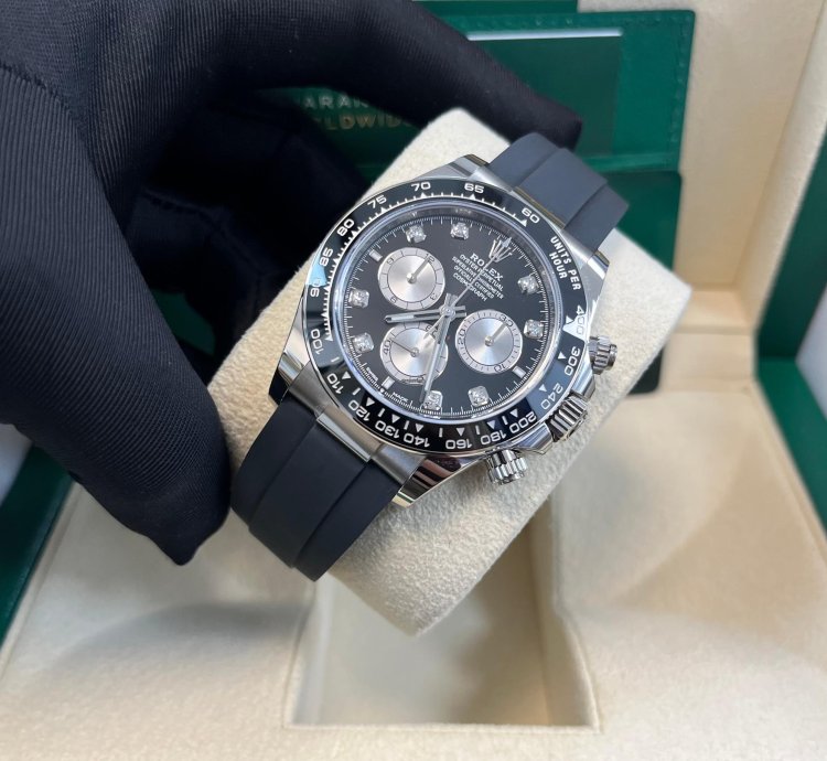 Rolex Black Cerachrom Bezel - Black And Silver Diamond Dial - Oysterflex Strap 126519ln