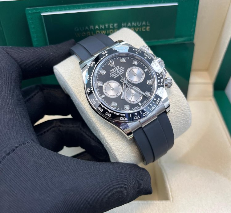 Rolex Black Cerachrom Bezel - Black And Silver Diamond Dial - Oysterflex Strap 126519ln