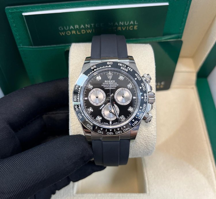 Rolex Black Cerachrom Bezel - Black And Silver Diamond Dial - Oysterflex Strap 126519ln