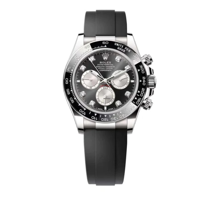 Rolex Black Cerachrom Bezel - Black And Silver Diamond Dial - Oysterflex Strap 126519ln
