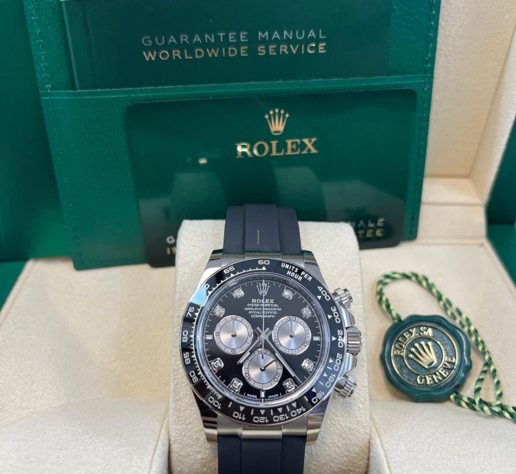 Rolex Black Cerachrom Bezel - Black And Silver Diamond Dial - Oysterflex Strap 126519ln