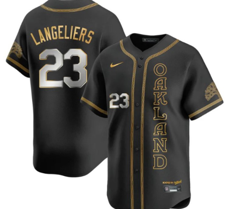 Shea Langeliers Jersey 23 Oakland Athletics City Connect Concept Stitched Black Gold
