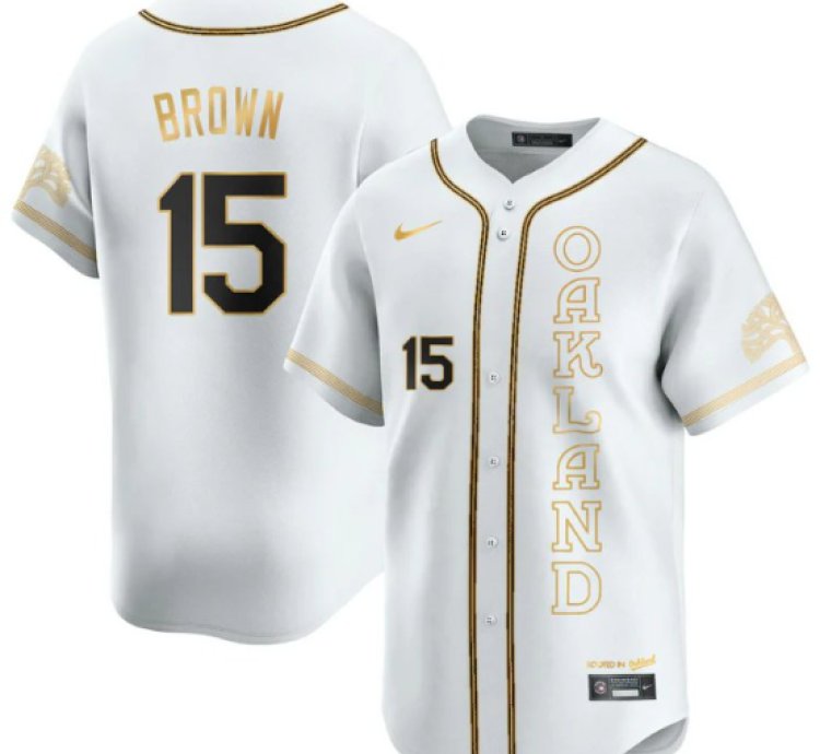 Seth Brown Jersey 15 Oakland Athletics City Connect Concept Stitched White Gold