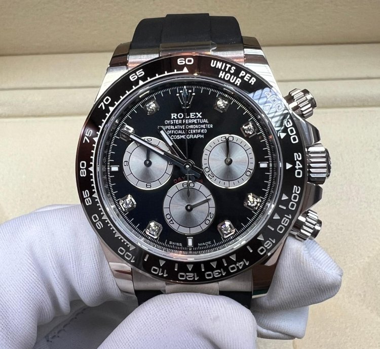 Rolex Daytona 2025 New Daytona White Gold Black Diamond Oysterflex
