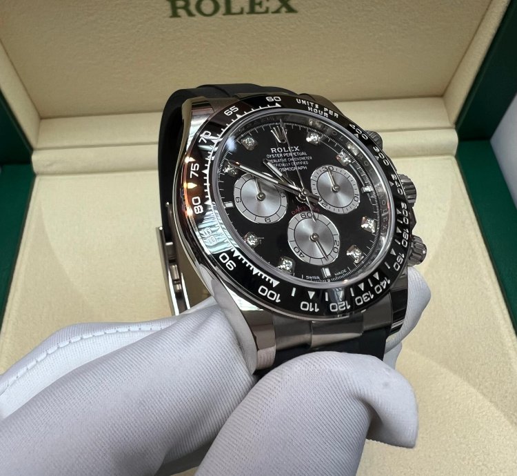 Rolex Daytona 2025 New Daytona White Gold Black Diamond Oysterflex