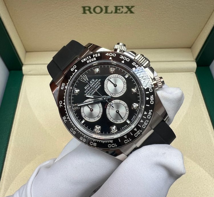 Rolex Daytona 2025 New Daytona White Gold Black Diamond Oysterflex
