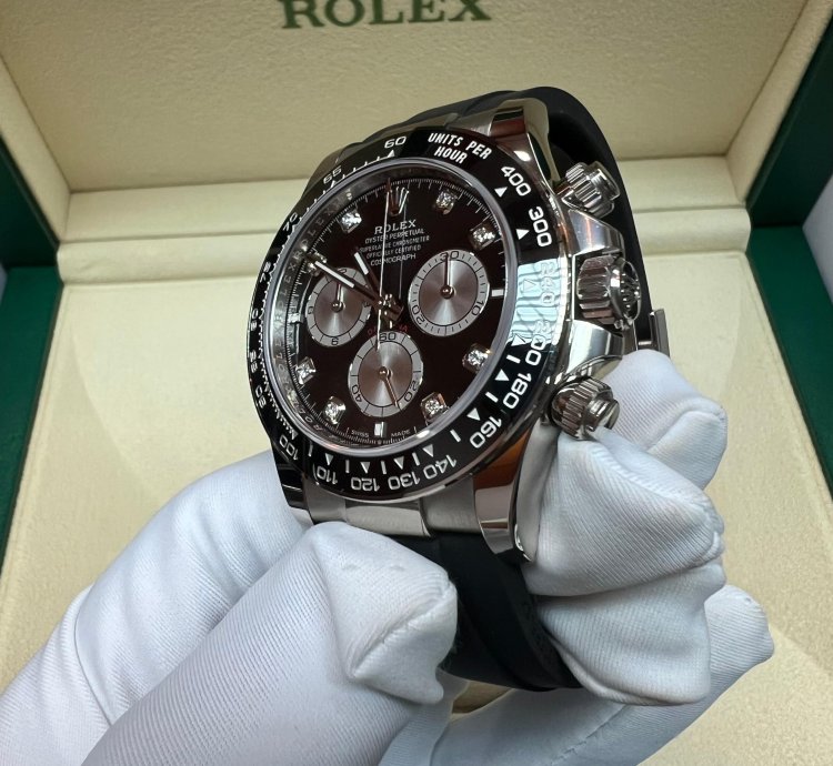 Rolex Daytona 2025 New Daytona White Gold Black Diamond Oysterflex