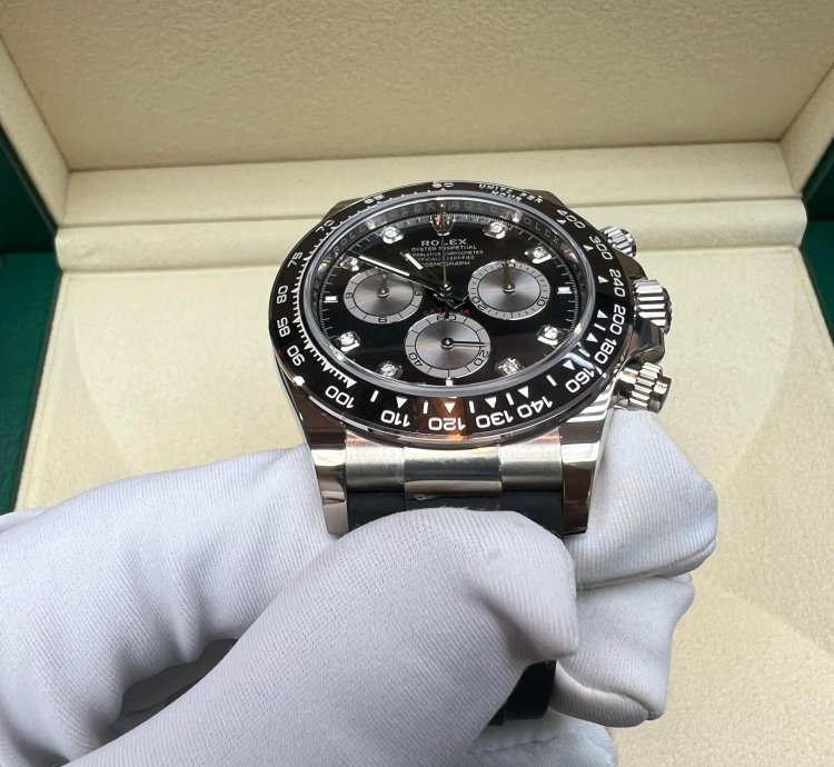 Rolex Daytona 2025 New Daytona White Gold Black Diamond Oysterflex