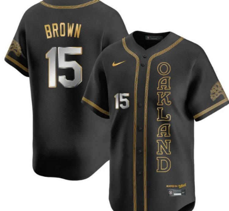 Seth Brown Jersey 15 Oakland Athletics City Connect Concept Stitched Black Gold