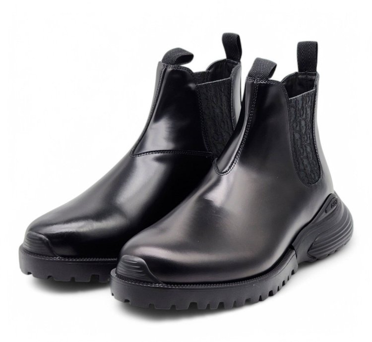 Combat Chelsea Boots - Polished Calfskin - Black - 45 12us