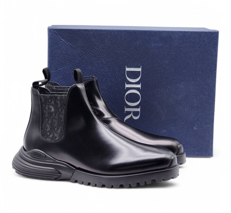 Combat Chelsea Boots - Polished Calfskin - Black - 45 12us