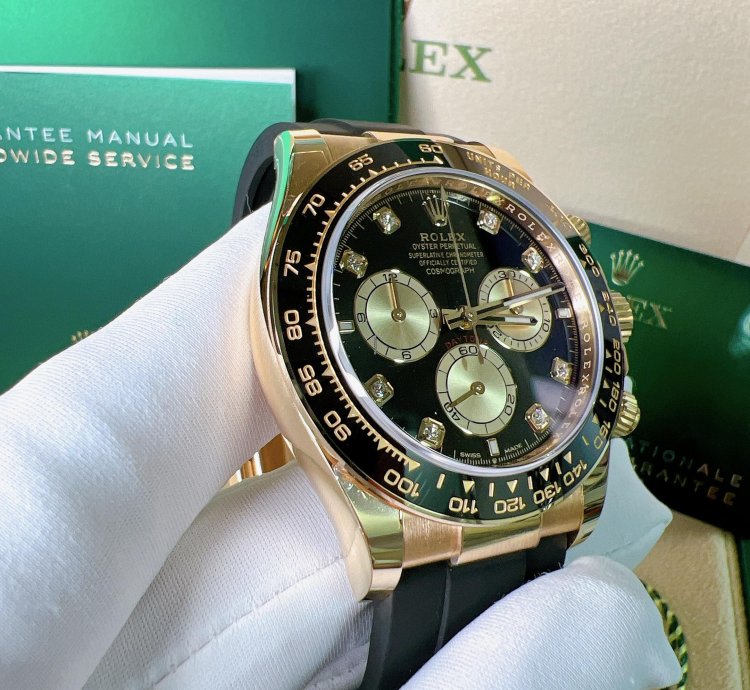 Rolex Daytona 2025 New Daytona Yellow Gold Black Diamond Oysterflex