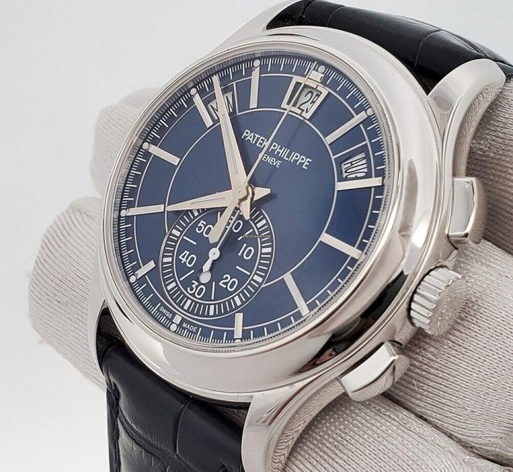 Patek Philippe Annual Calendar Chronograph Complications Annual Calendar Blue Baguette 5905p 001 Box Papers