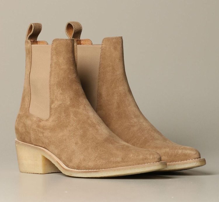Crepe Suede Chelsea Boots In Brown