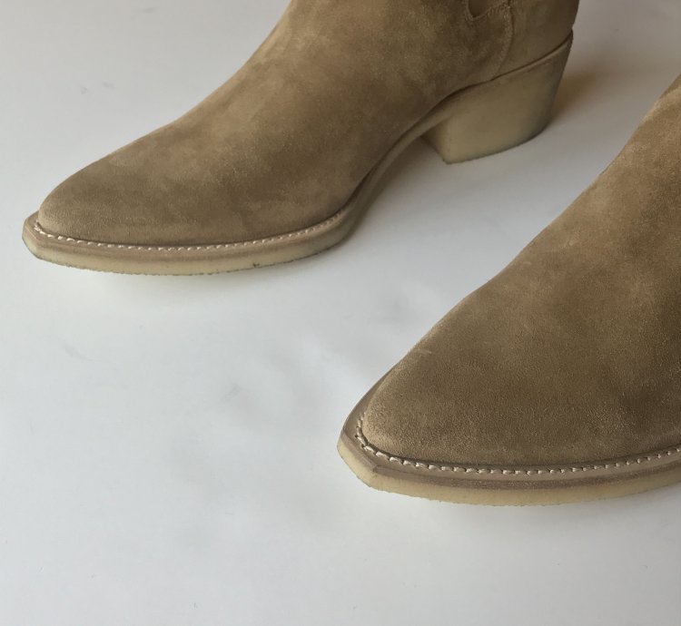 Crepe Suede Point-toe Chelsea Boots