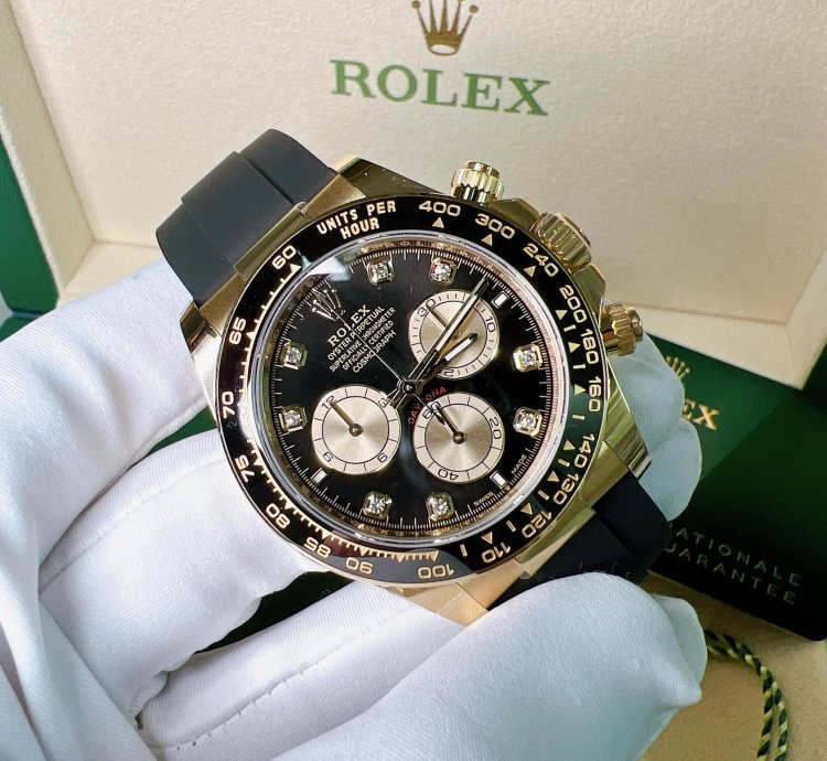 Rolex Daytona 2025 New Daytona Yellow Gold Black Diamond Oysterflex