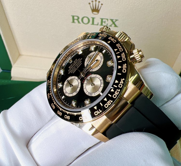 Rolex Daytona 2025 New Daytona Yellow Gold Black Diamond Oysterflex