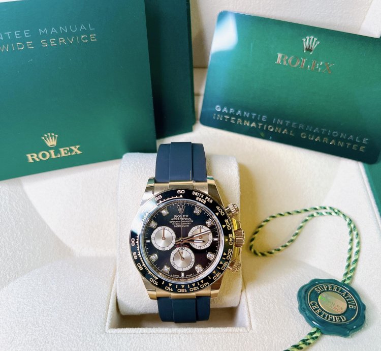Rolex Daytona 2025 New Daytona Yellow Gold Black Diamond Oysterflex