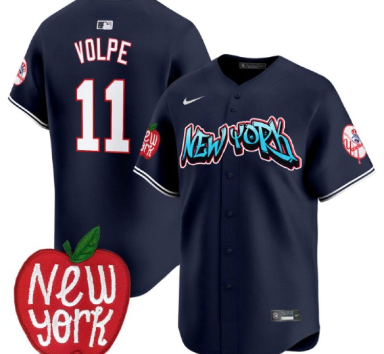 Anthony Volpe Jersey 11 New York Yankees Apple Patch Vapor Premier Limited Stitched Navy