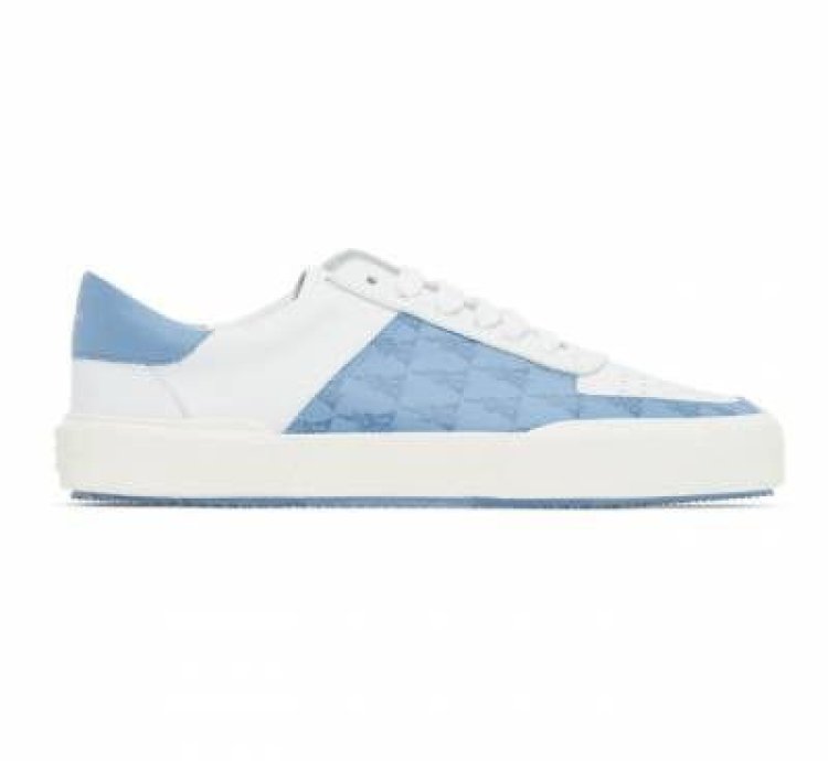 Dagger Monogram Low Sneaker In Cobalt White