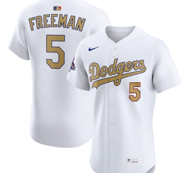 Freddie Freeman 5 Los Angeles Dodgers 2025 Gold Collection Elite Men Jersey - White